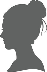 woman with messy bun hair vector silhouette