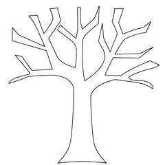 Leafless tree coloring page simple and minimal line art illustration on white background