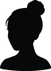 woman with messy bun hair vector silhouette