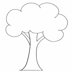 Stylized tree stands coloring page simple and minimal line art illustration on white background