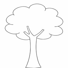 Stylized tree stands coloring page simple and minimal line art illustration on white background