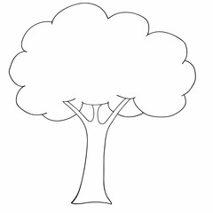Stylized tree stands coloring page simple and minimal line art illustration on white background