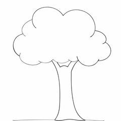 Stylized tree stands coloring page simple and minimal line art illustration on white background