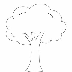 Stylized tree stands coloring page simple and minimal line art illustration on white background