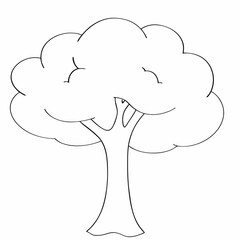 Stylized tree stands coloring page simple and minimal line art illustration on white background