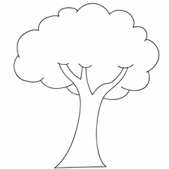 Stylized tree stands coloring page simple and minimal line art illustration on white background