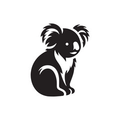 "Koala Vector Silhouette Illustration – Cute Australian Marsupial Sitting on Tree Branch – Wildlife Graphic Design for T-Shirts, Stickers, Logos, Nature Art, and Decor Projects"
