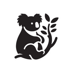 "Koala Vector Silhouette Illustration – Cute Australian Marsupial Sitting on Tree Branch – Wildlife Graphic Design for T-Shirts, Stickers, Logos, Nature Art, and Decor Projects"

