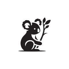 "Koala Vector Silhouette Illustration – Cute Australian Marsupial Sitting on Tree Branch – Wildlife Graphic Design for T-Shirts, Stickers, Logos, Nature Art, and Decor Projects"
