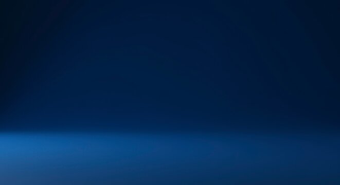 A deep blue gradient backdrop, subtly lighter at the bottom, creates a smooth, minimalist design