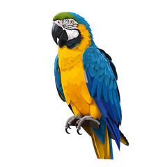 Fototapeta premium Blue and Yellow Macaw Parrot Illustration – Tropical Exotic Bird in Vector Style