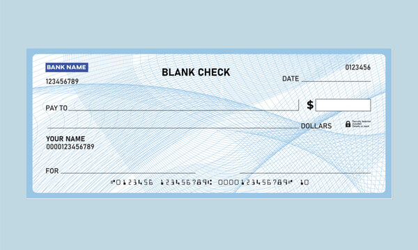 Personal Bank Cheque, Vector Illustration, guilloche pattern background