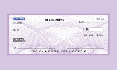 Personal Bank Cheque, Vector Illustration, guilloche pattern background