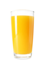 Tasty mango juice in glass isolated on white