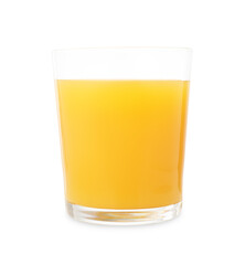 Tasty mango juice in glass isolated on white