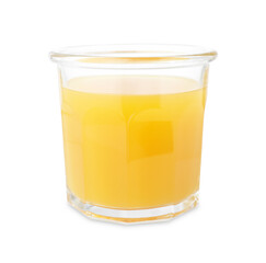 Tasty mango juice in glass isolated on white