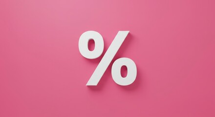 Percentage symbol on pink background