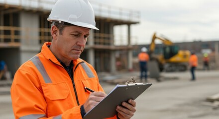 Fototapeta premium Construction worker taking notes (2)