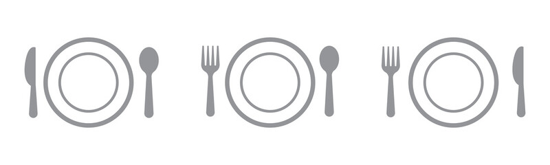 Set different fork, spoon and knife icons sign. Silverware icons. Logotype menu. Menu symbol. Black silverware icon. Vector illustration.