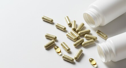 Naklejka premium Essential Wellness Herbal Supplements on White