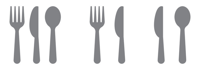 place setting cutlery knife, spoon and plate set icons of vector illustration Fork, spoon, knife and plate. Menu symbol. Tableware instruments. Restaurant icon. Food, plate, fork, knife, spoon, cutler