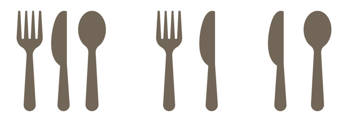 place setting cutlery knife, spoon and plate set icons of vector illustration Fork, spoon, knife and plate. Menu symbol. Tableware instruments. Restaurant icon. Food, plate, fork, knife, spoon, cutler