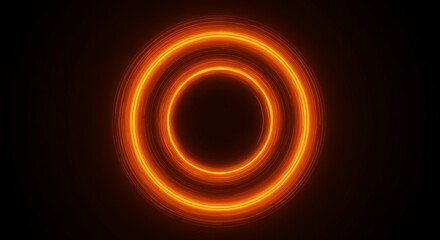 Abstract Glowing Orange Circle Ring Light on Black Background