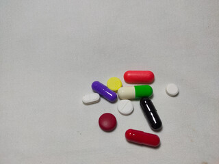 Medicines and pills in various colors