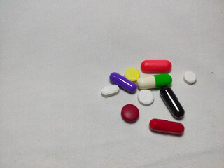 Medicines and pills in various colors