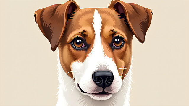 Jack Russell Terrier Dog Portrait with Brown and White Fur