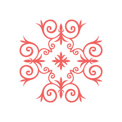 Ethnic Turkic Ornament Vector Traditional Floral Pattern with Swirls and Symmetry