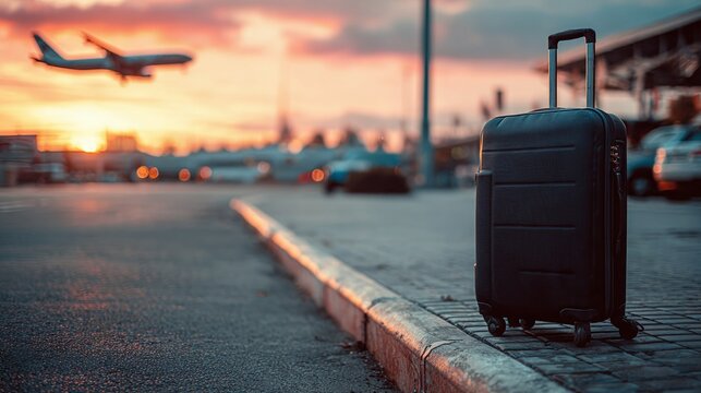 sunset at the airport