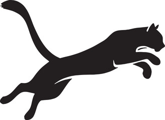 Dynamic leaping panther silhouette in mid-air. Ideal for sports logos, action themes, jungle animal collections, or high-energy prints.