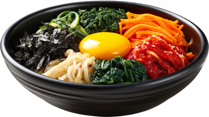 Korean Style Vegetable Rice Bowl Sunny Side Egg Carrots Kimchi Gochujang