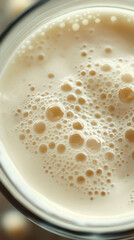 Creamy Beverage with Bubbles Closeup