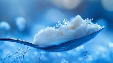 Creamy Dairy Product with Delicate Flowers
