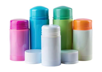 Plastic deodorant sticks  isolated on white background