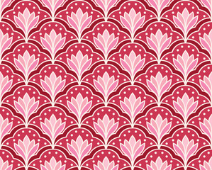 Abstract retro floral seamless pattern. Vector vintage flower art deco texture. Geometric minimalist background.