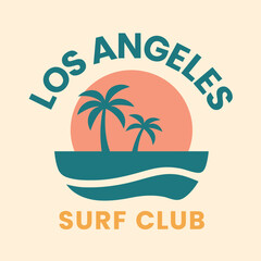 Los Angeles Surf Club retro flat design vector illustration