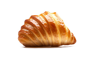 Croissant visible flake texture isolated on white background French bakery theme for breakfast product visuals