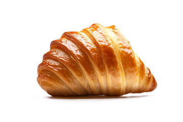 Croissant visible flake texture isolated on white background French bakery theme for breakfast product visuals