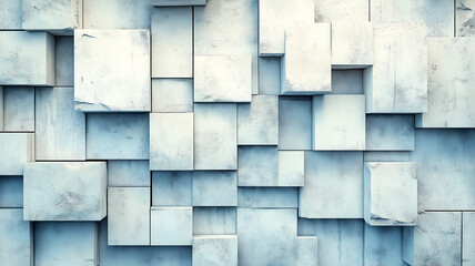 Stone and brick wall background, Stacked Stone-Like Rectangles in Blue and white Tones with Textured Surfaces, 
