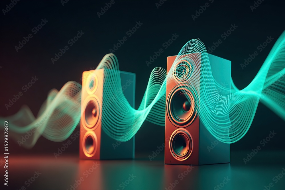 Aufkleber sound waves dynamically stretching from speakers creating an immersive audio experience