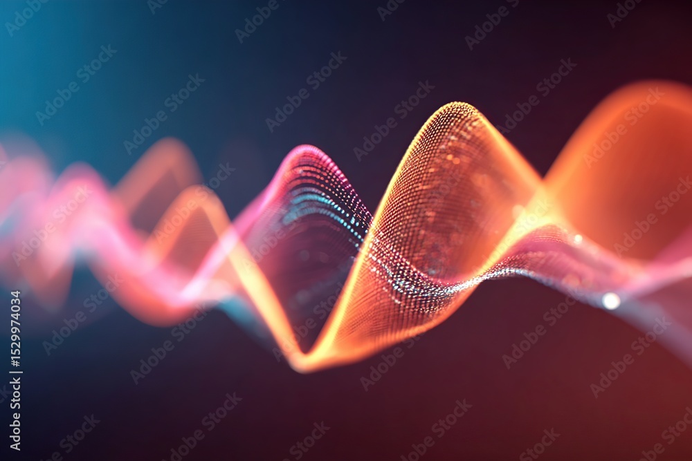 Aufkleber sound wave visualization in a digital tunnel creating vibrant patterns