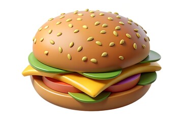 Stylized 3d render of a delicious cheeseburger