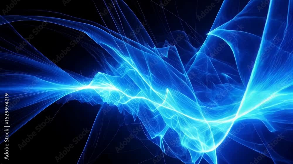 Aufkleber abstract blue light streaks flow and swirl on dark background, creating an ethereal and dynamic ener
