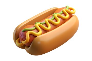 3d render of a hot dog with mustard