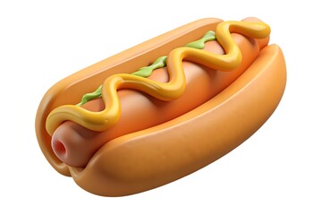 3d render of a hot dog with mustard