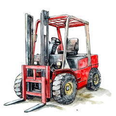 Forklifts, watercolor vector, isolated on a white background.