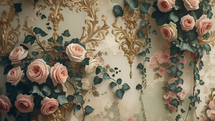 vintage floral roses wallpaper Faded Glory: 1950s Street Advertisements poster